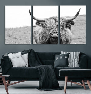 Newfoundland Cow Art Wall Art, Black White Cow Art Wall Art