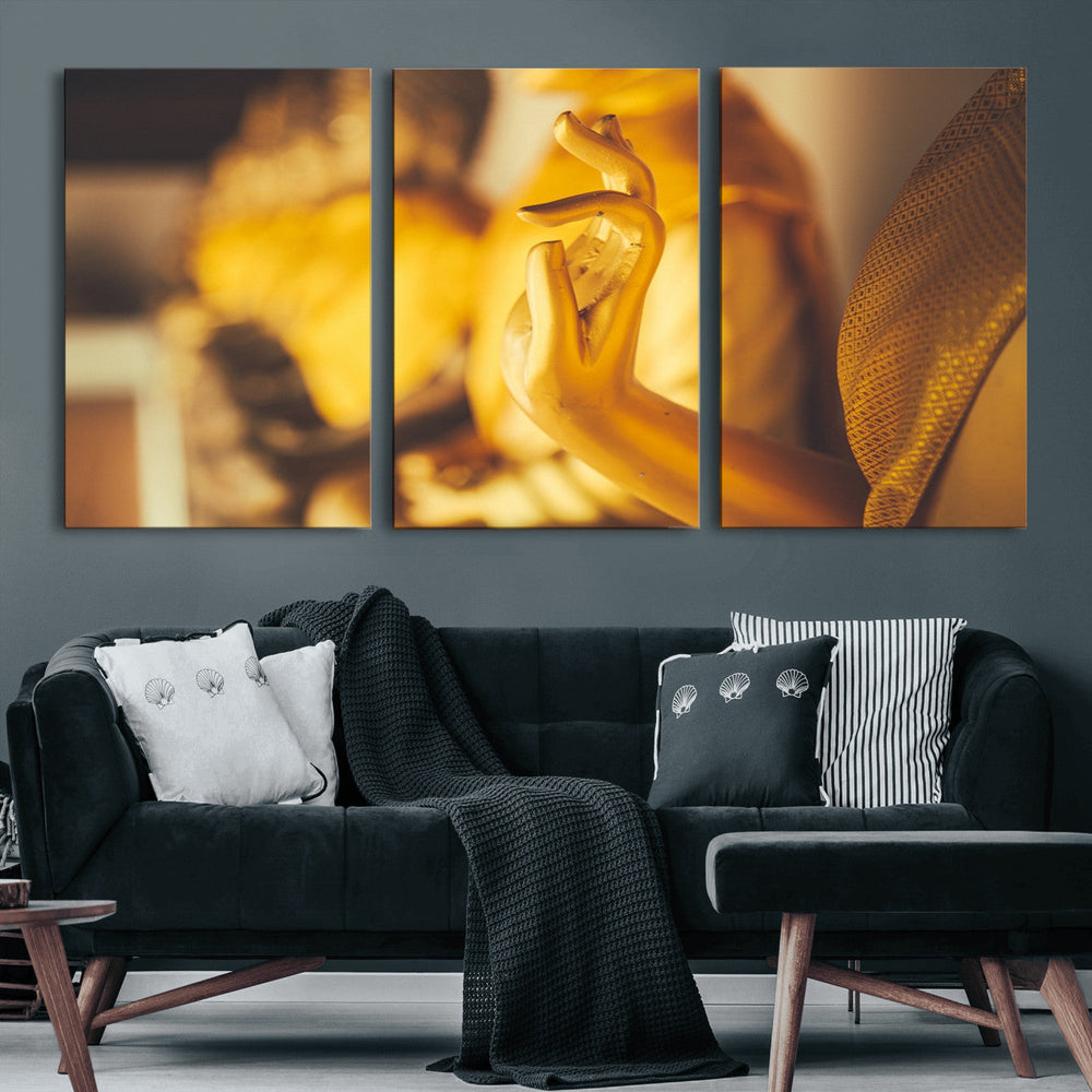 Gold Buddha Statue Hands Wall Art Canvas Print