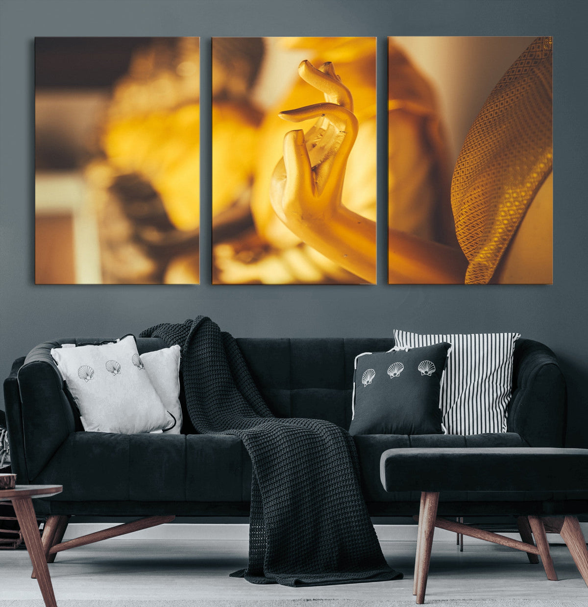 Gold Buddha Statue Hands Wall Art Canvas Print