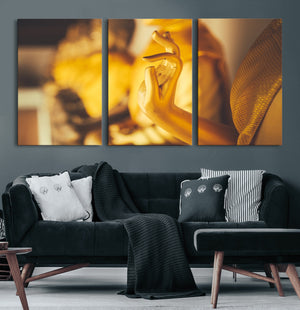 Gold Buddha Statue Hands Wall Art Canvas Print