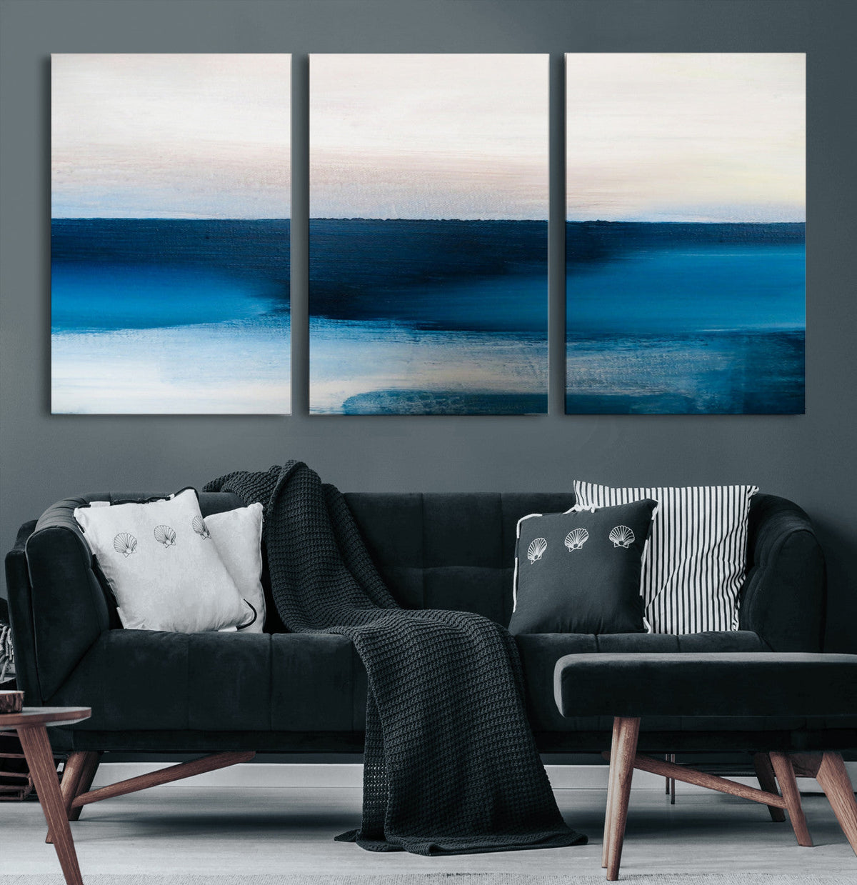 Dark Blue Abstract Wall Art Canvas Print