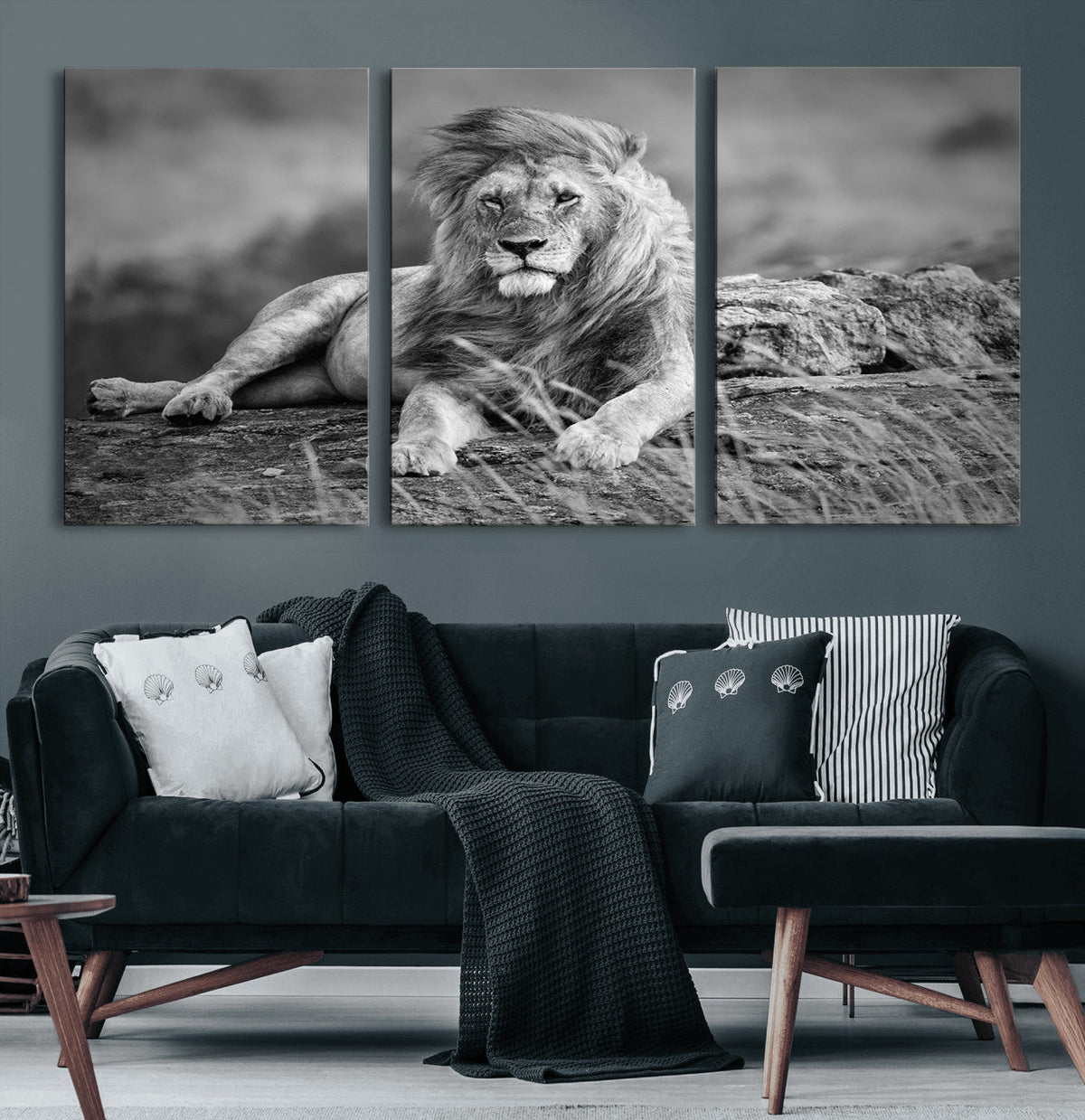 King Forest Lion Wall Art Canvas Print – Framed Majestic