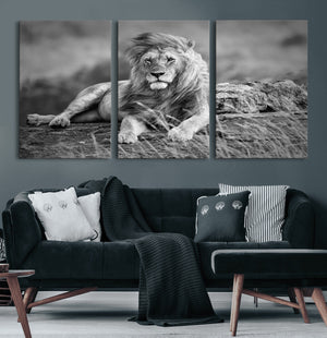 King Forest Lion Wall Art Canvas Print – Framed Majestic