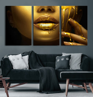 Gold and Women Wall Art Canvas Print