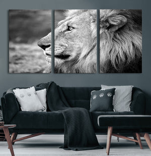 African Lion Wall Art Canvas Print – Majestic Wildlife