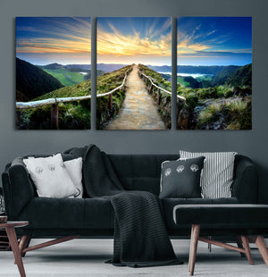 Mountain and Sunset Wall Art Canvas Print