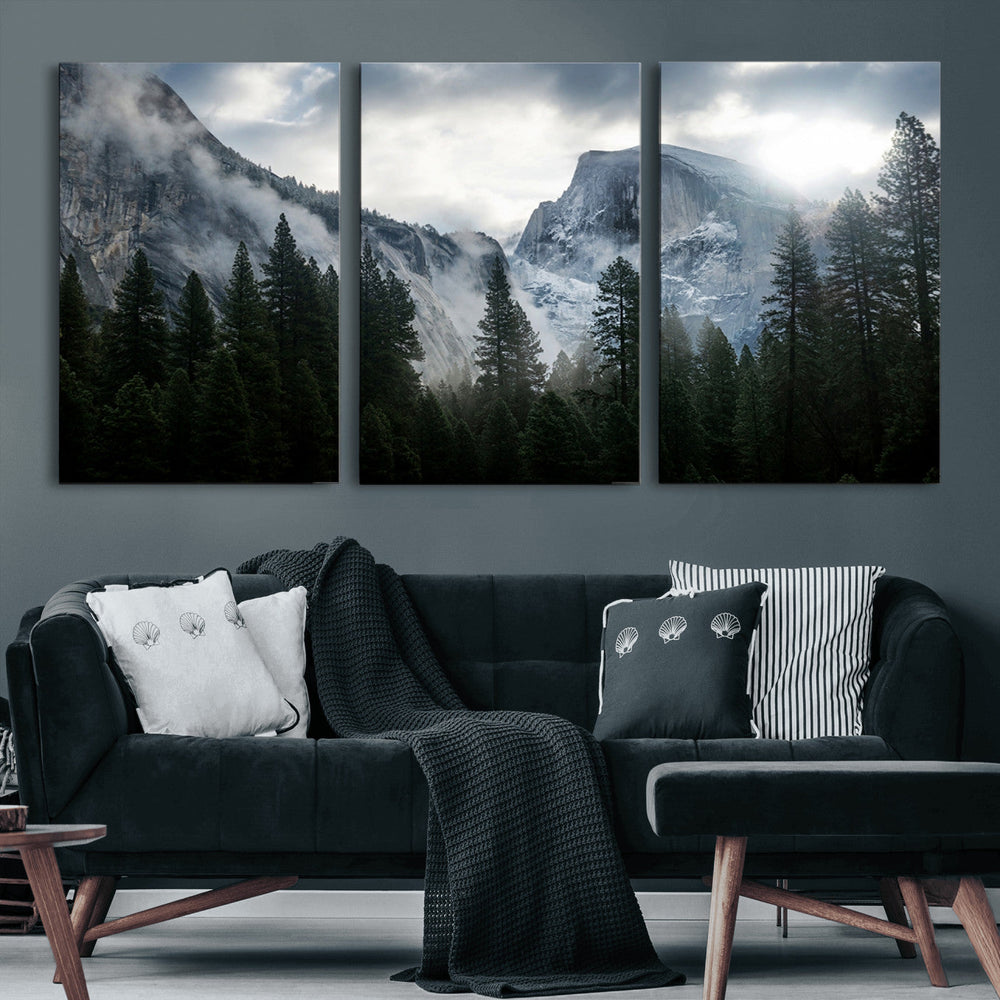 Yosemite National Park El Capitan Foggy Mountain Wall Art |