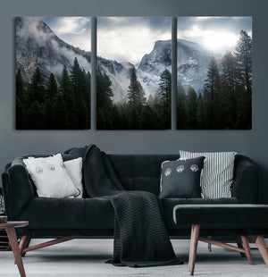 Yosemite National Park El Capitan Foggy Mountain Wall Art |