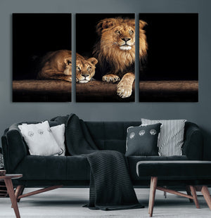 Lion Canvas Wall Art – Majestic Animal Print Artwork for