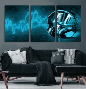 Music and Microphone Wall Art Canvas Print