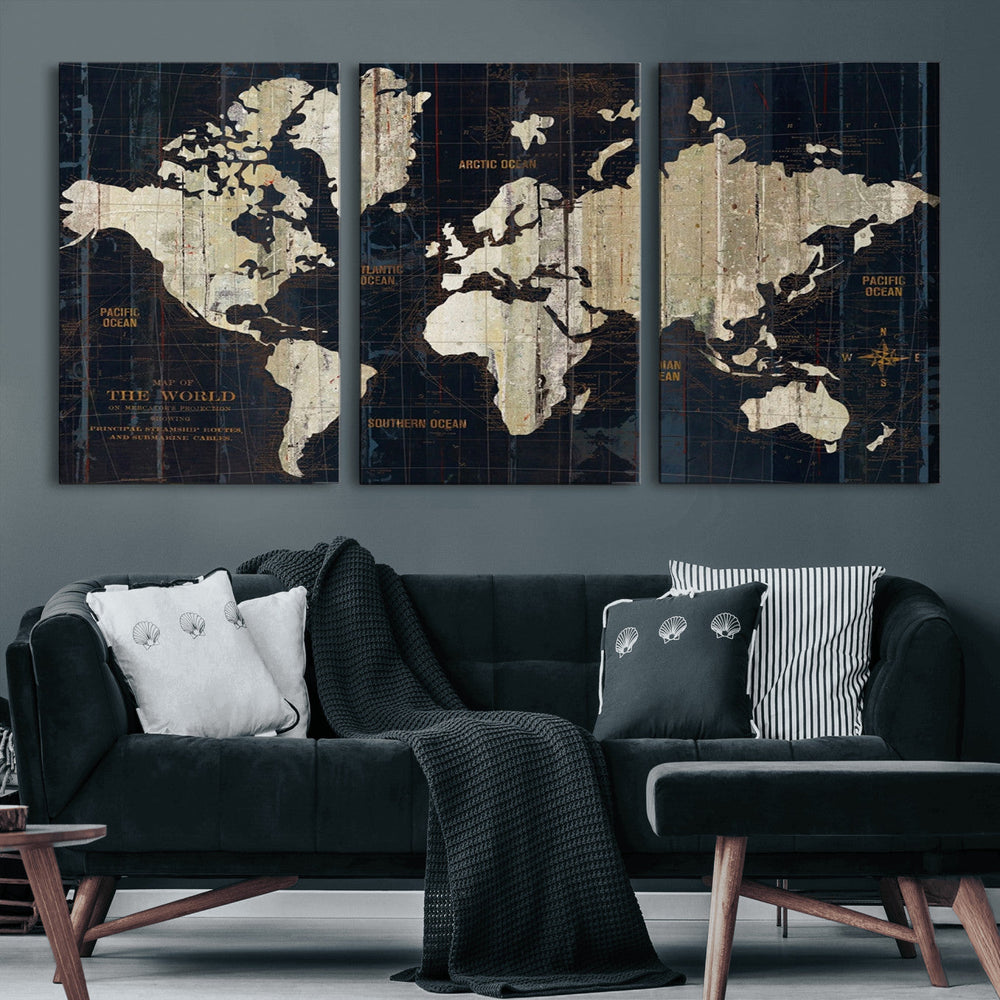World Map Canvas Print – Detailed Map of the World Wall Art