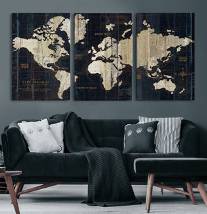 Antique Old World Map Wall Art Canvas Print