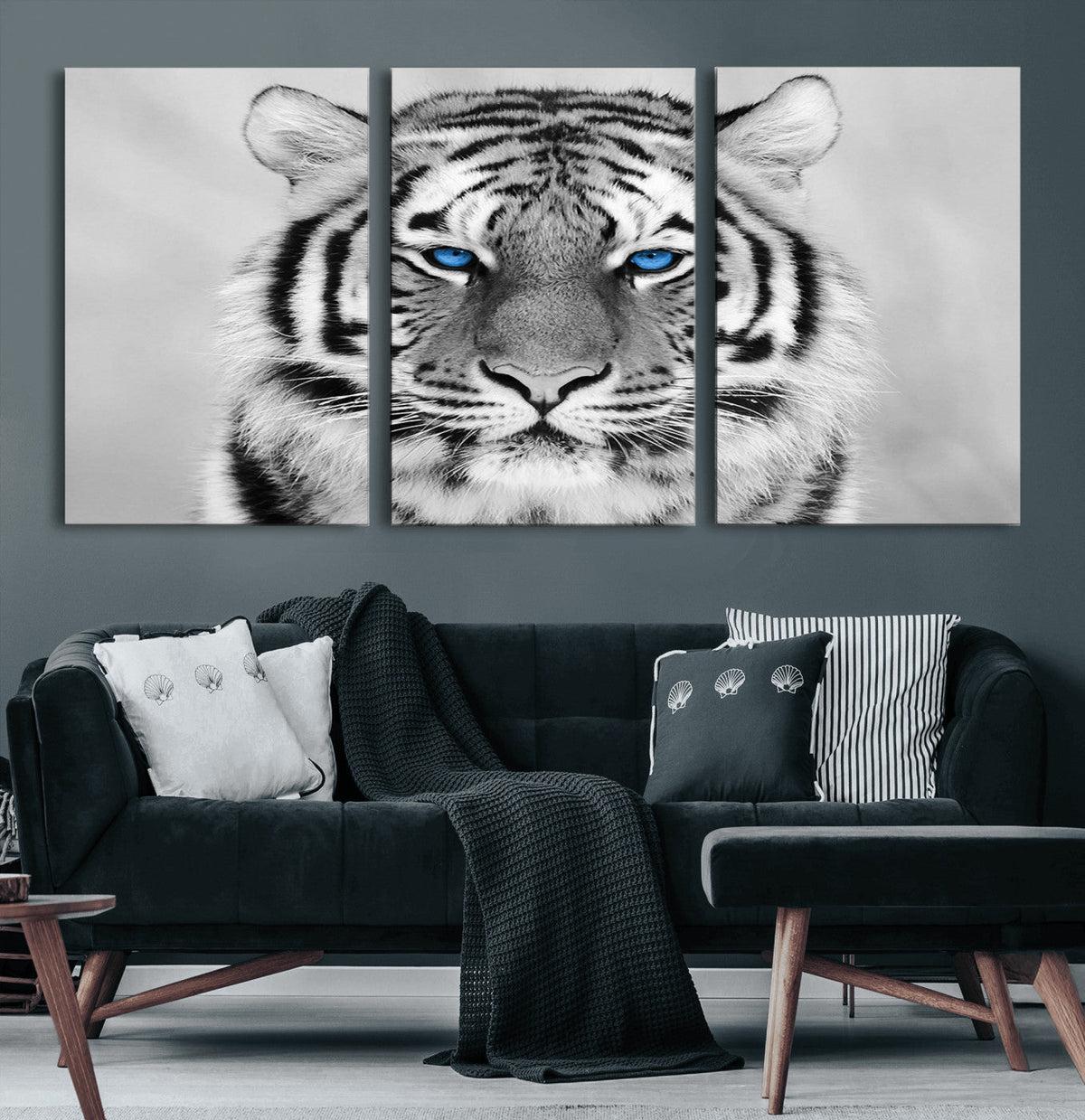 Black and White Tiger Wall Art Animal Canvas Print