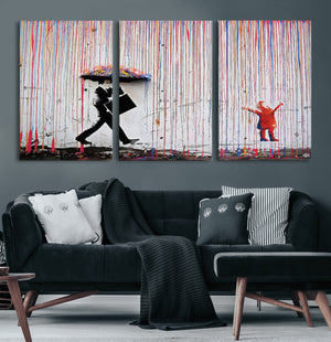 Banksy Wall Art Canvas Print, Framed Graffiti Art Picture