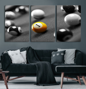 Wall Art Pool Table and Balls Canvas Print