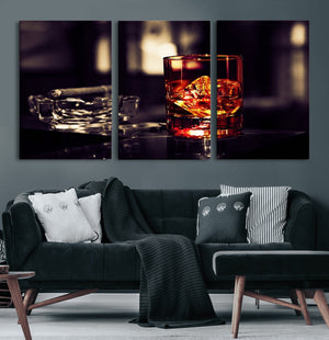 Whiskey and Cigar Canvas – Luxurious Wall Art for Home or