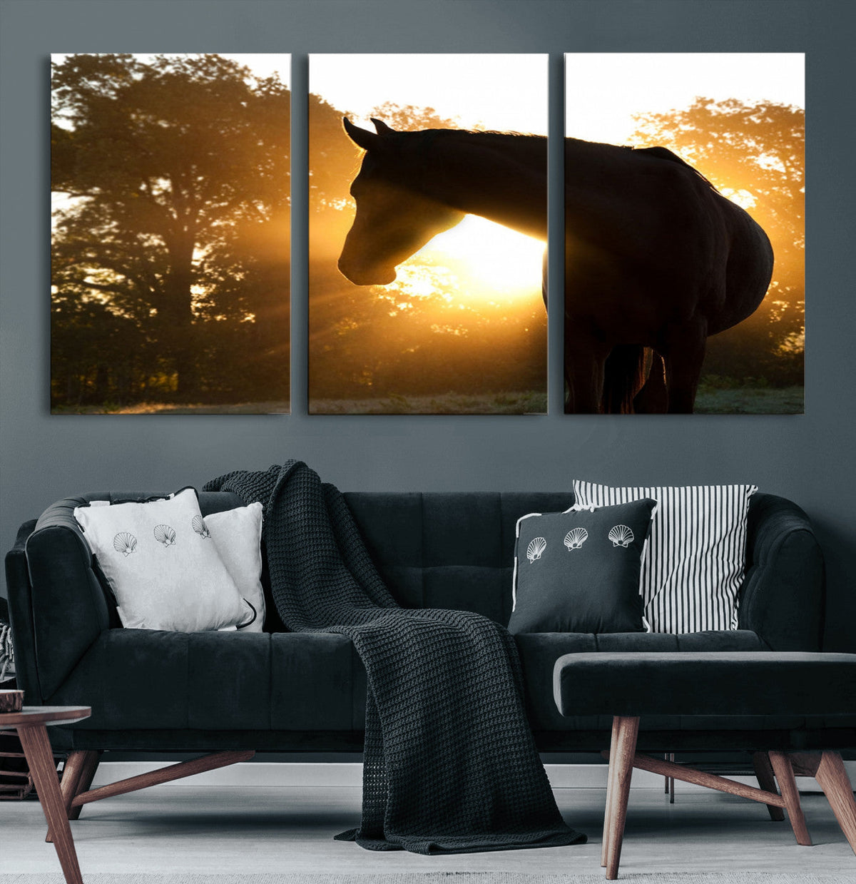 Horse at Sunset Wall Art Animal Canvas Print
