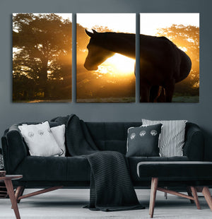 Horse at Sunset Wall Art Animal Canvas Print