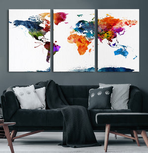 World Map Canvas Print – Detailed Map of the World Wall Art