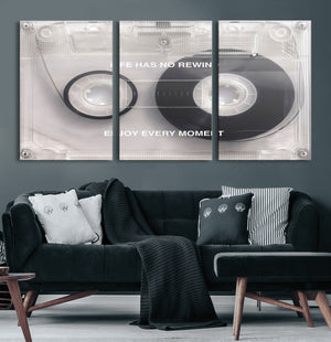 Vintage Cassette Tape Canvas Wall Art - Inspirational 'Life