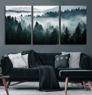 Captivating Misty Forest Wall Art Canvas, Premium Canvas