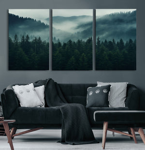 Captivating Misty Forest Wall Art Premium Canvas Print,
