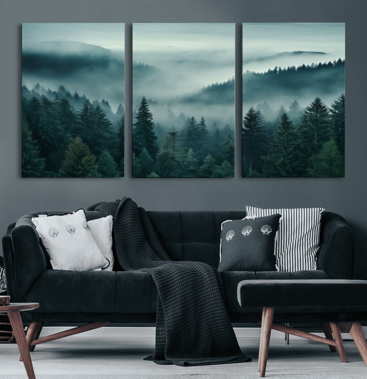 Captivating Misty Foggy Forest Wall Art Premium Canvas Print