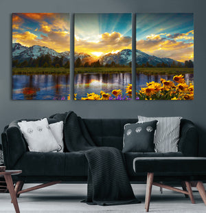 Grand Teton Park Sunrise Wall Art – Vibrant Landscape Canvas