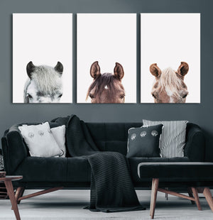 Horse Wall Art - Minimalist Horse Triptych Wall Art – Modern