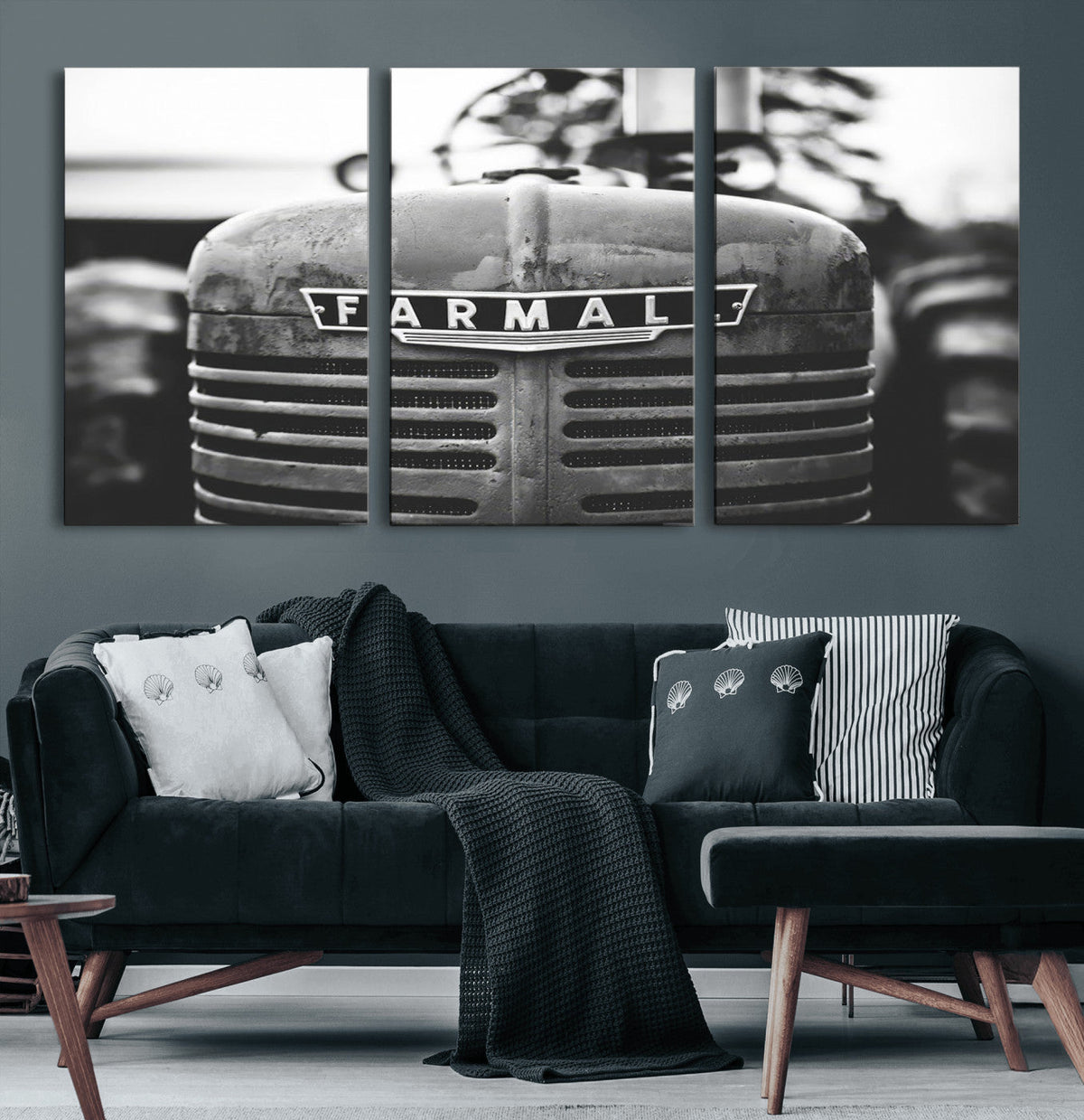 Vintage Farmall Tractor Wall Art Canvas Print, Rustic