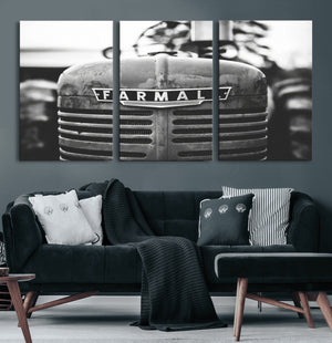 Vintage Farmall Tractor Wall Art Canvas Print, Rustic