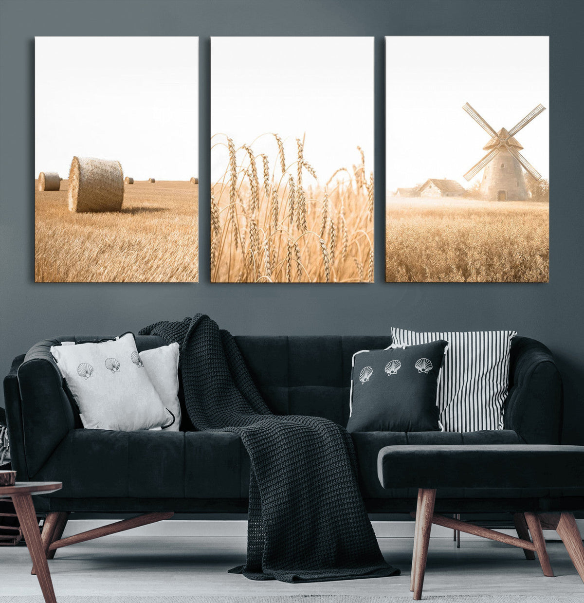 Vintage Farmhouse Triptych Wall Art – Giclée Canvas