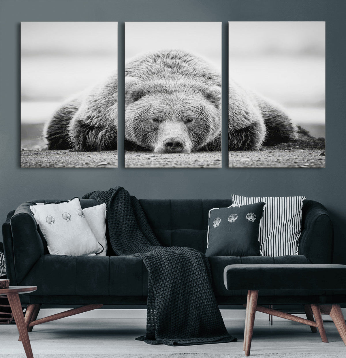 Resting Grizzly Bear Wall Art Canvas Print – Majestic Lazy
