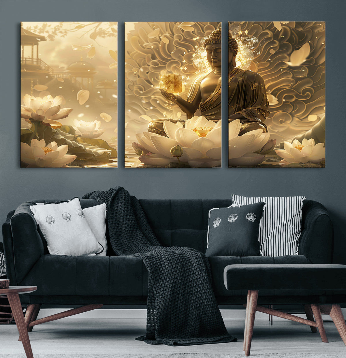Golden Buddha Wall Art | Yoga Room Decor and Meditation Room