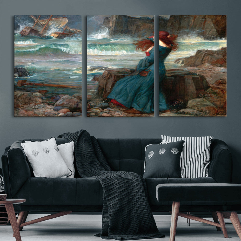 Miranda by the Shore Wall Art Canvas Print – Tempest Scene