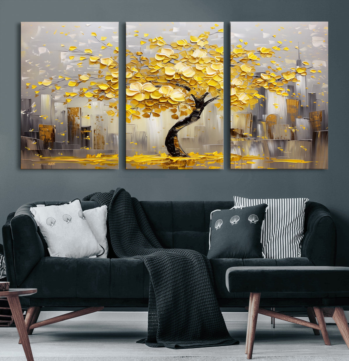 Golden Tree Canvas Print | Abstract Wall Art for Modern