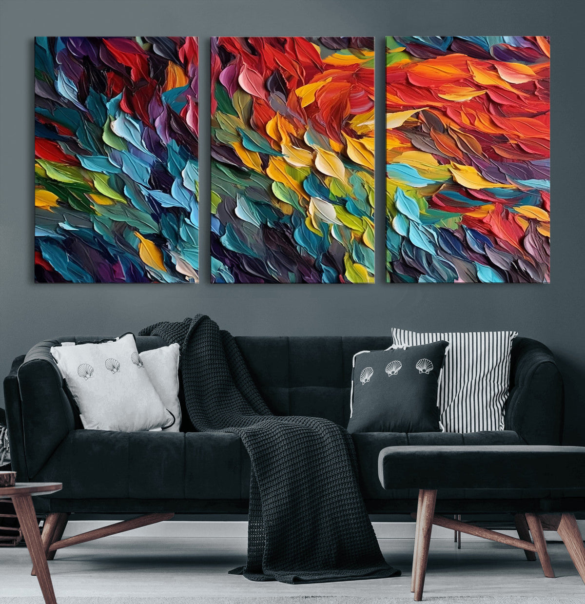 Vibrant Abstract Leaf Wall Art Canvas Print | Bold Colorful