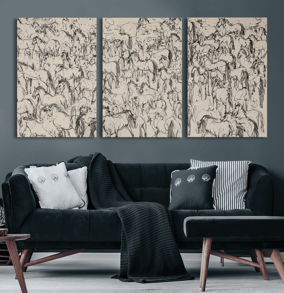 Abstract Horse Sketch Wall Art | Ready to Hang and Framed |