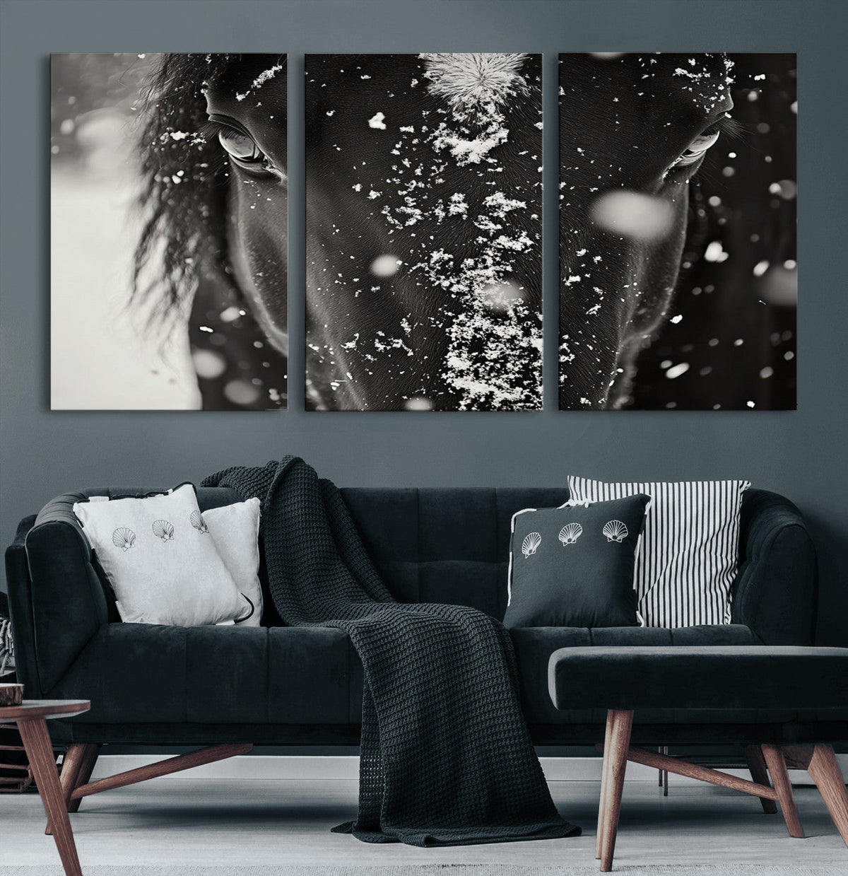 Winter Horse Snow Wall Art Canvas Print