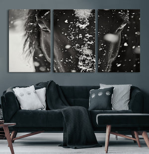 Winter Horse Snow Wall Art Canvas Print