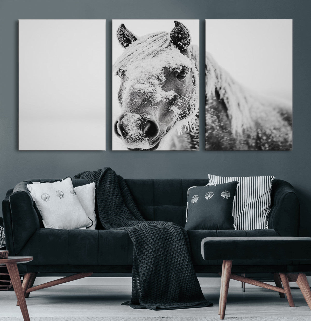 White Horse Wall Art | Ready to Hang and Framed | Winter