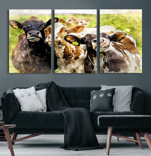 Curious Cows Farmhouse Wall Art | Ready to Hang and Framed