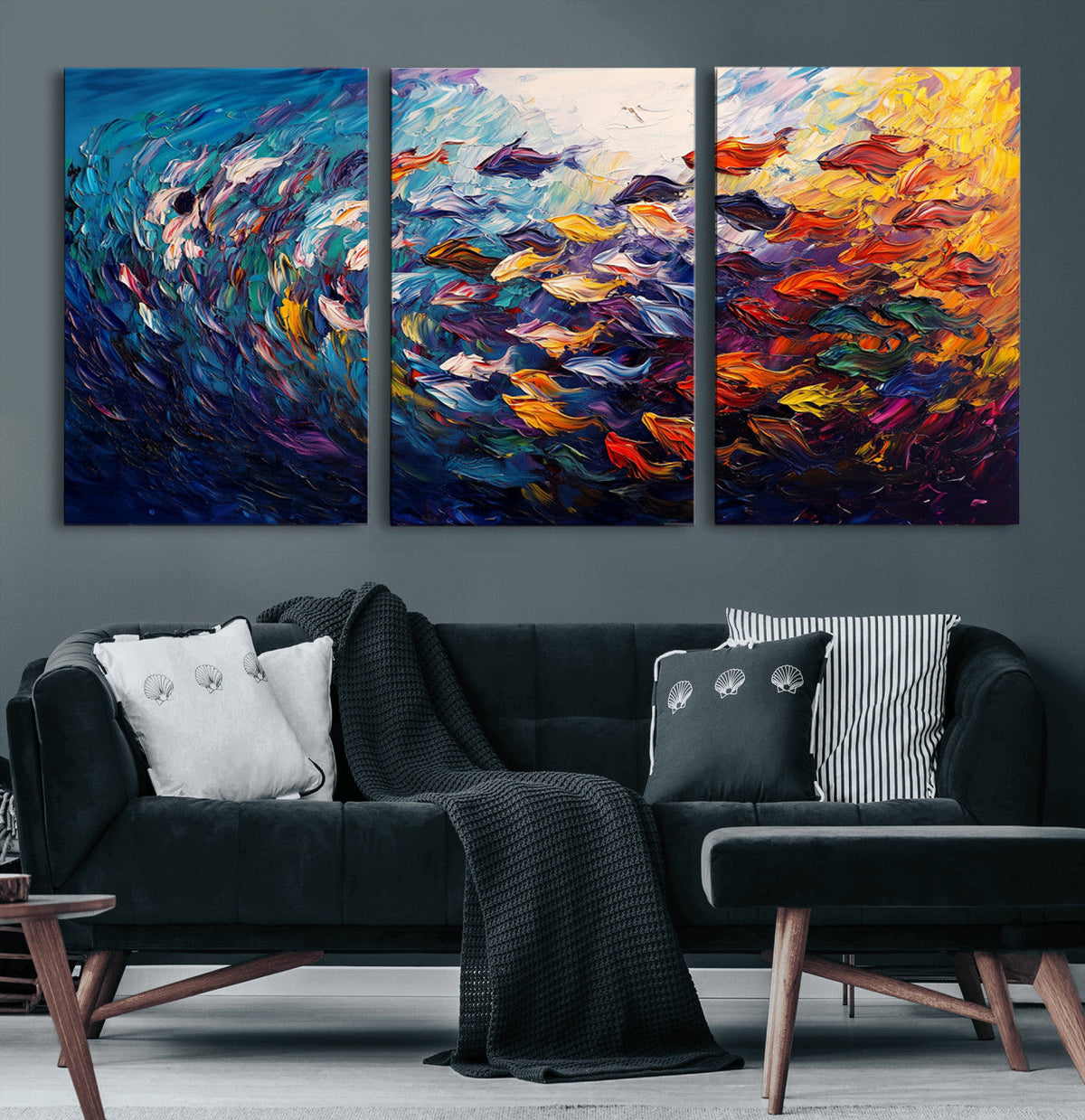 Vibrant Abstract Fish Swarm Art – Colorful Fish Inspired