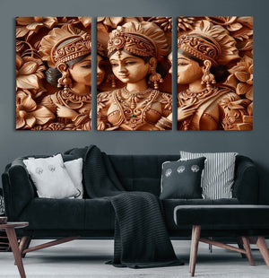 Indian Woman Statue Wall Art Canvas Print