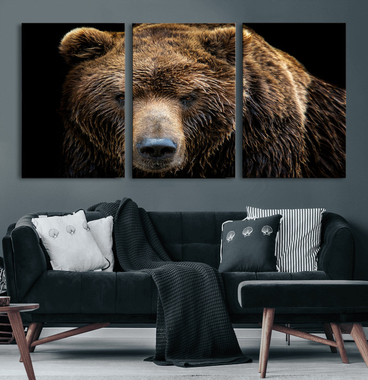 Grizzly Brown Bear Canvas Wall Art, Wildlife Animal Canvas