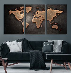 World Map Canvas Print – Framed Travel Map Wall Art for
