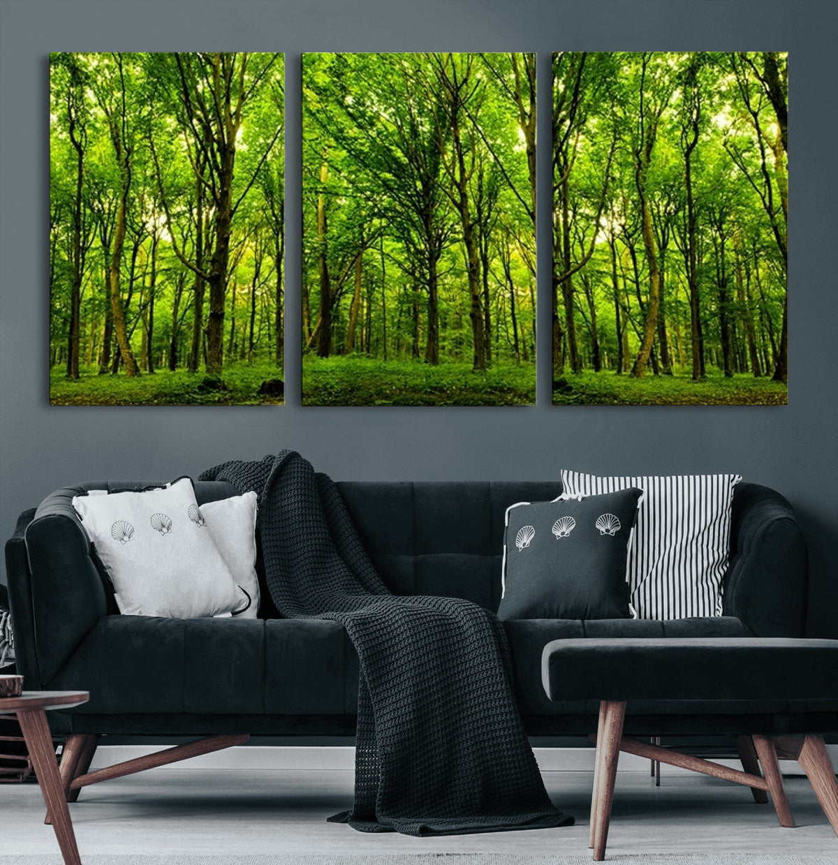Lush Green Forest Canvas Print | 3-Panel Forest Wall Art |