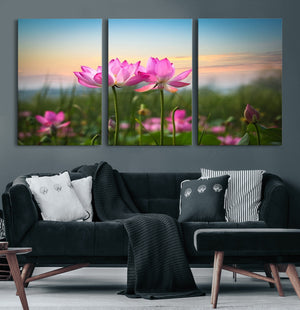 Pink Flower on the Mountain Canvas Print, Framed Pink Flower