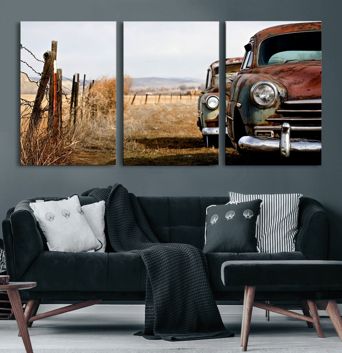 Old Rustic Classic Car Wall Art Canvas Print