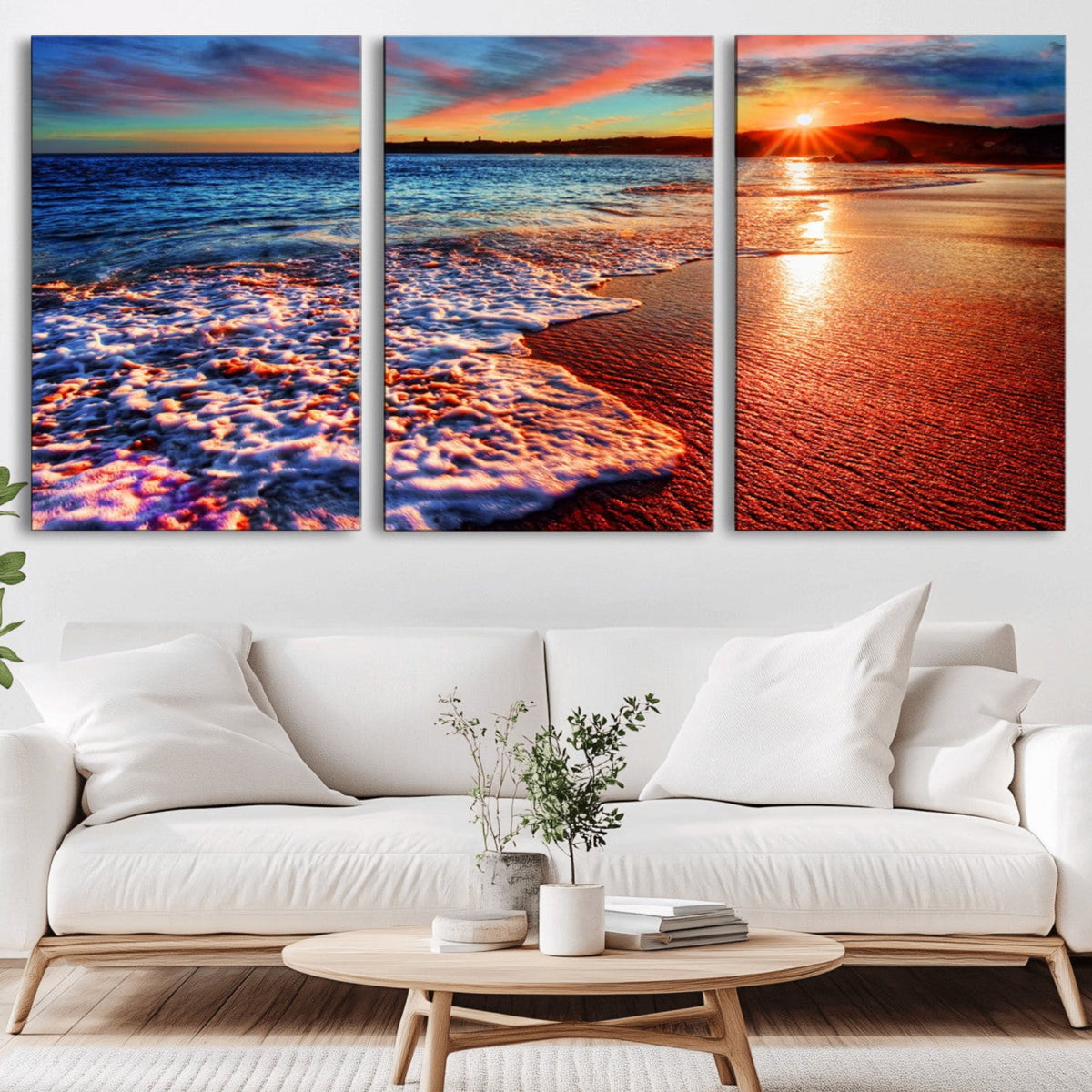 Colorful Coastal Sunset on the Beach Canvas Print, Ocean